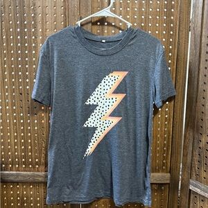 Gray T-Shirt with Lightning Bolt Design NWOT
